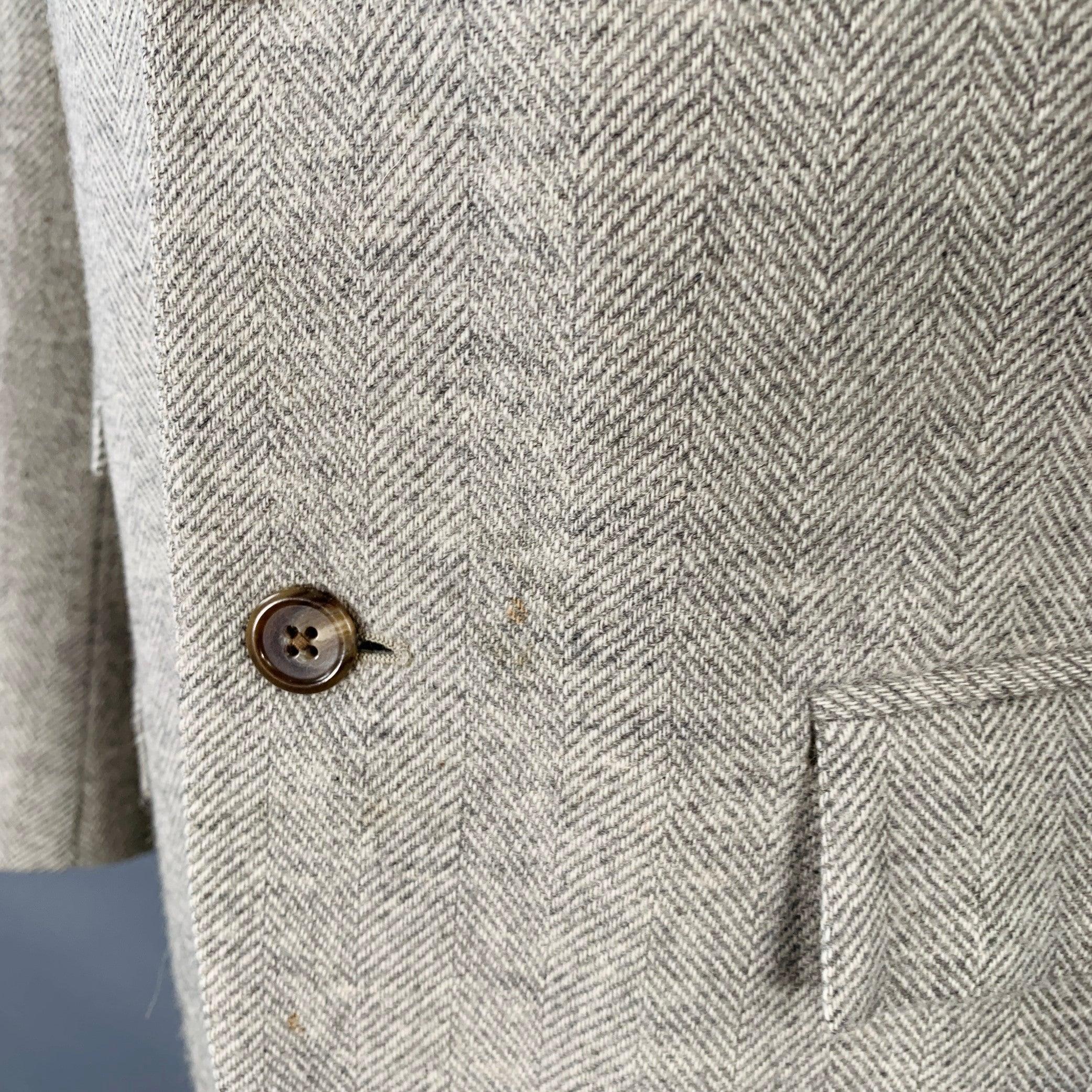 RALPH LAUREN Size 38 Regular Grey Light Grey Herringbone Camel Hair Sport Coat For Sale 2