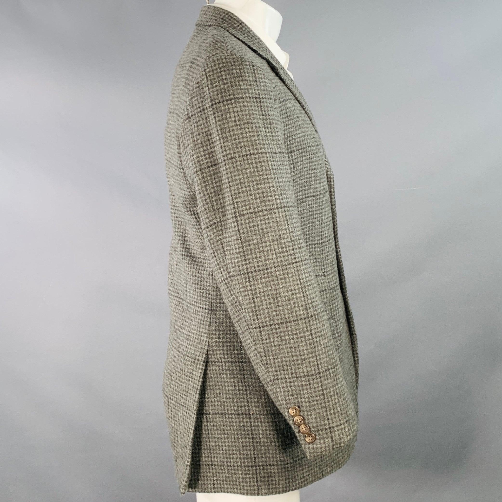 Gris RALPH LAUREN Taille 38 Regular Manteau de sport en cachemire à carreaux gris clair en vente