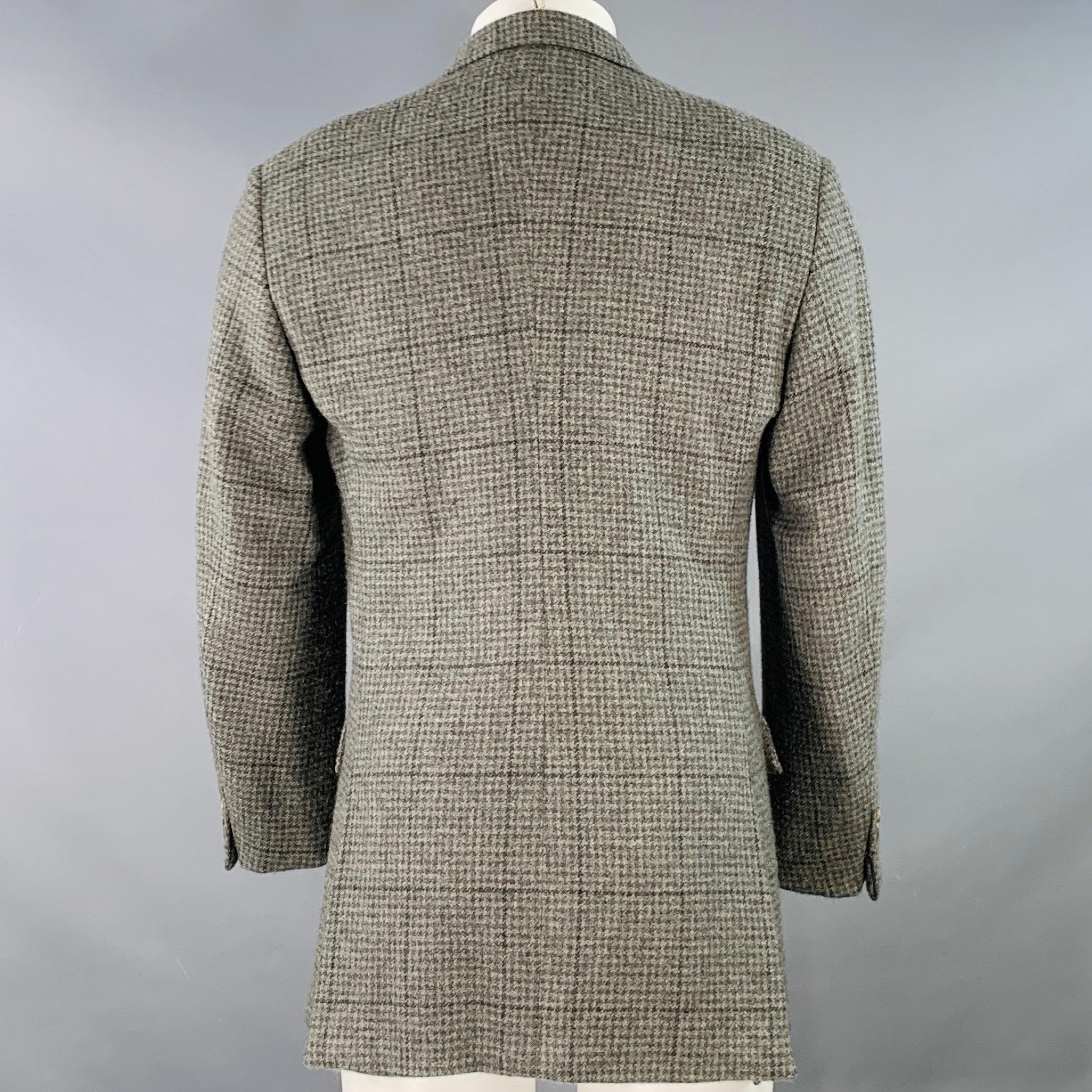 RALPH LAUREN Taille 38 Regular Manteau de sport en cachemire à carreaux gris clair Bon état - En vente à San Francisco, CA