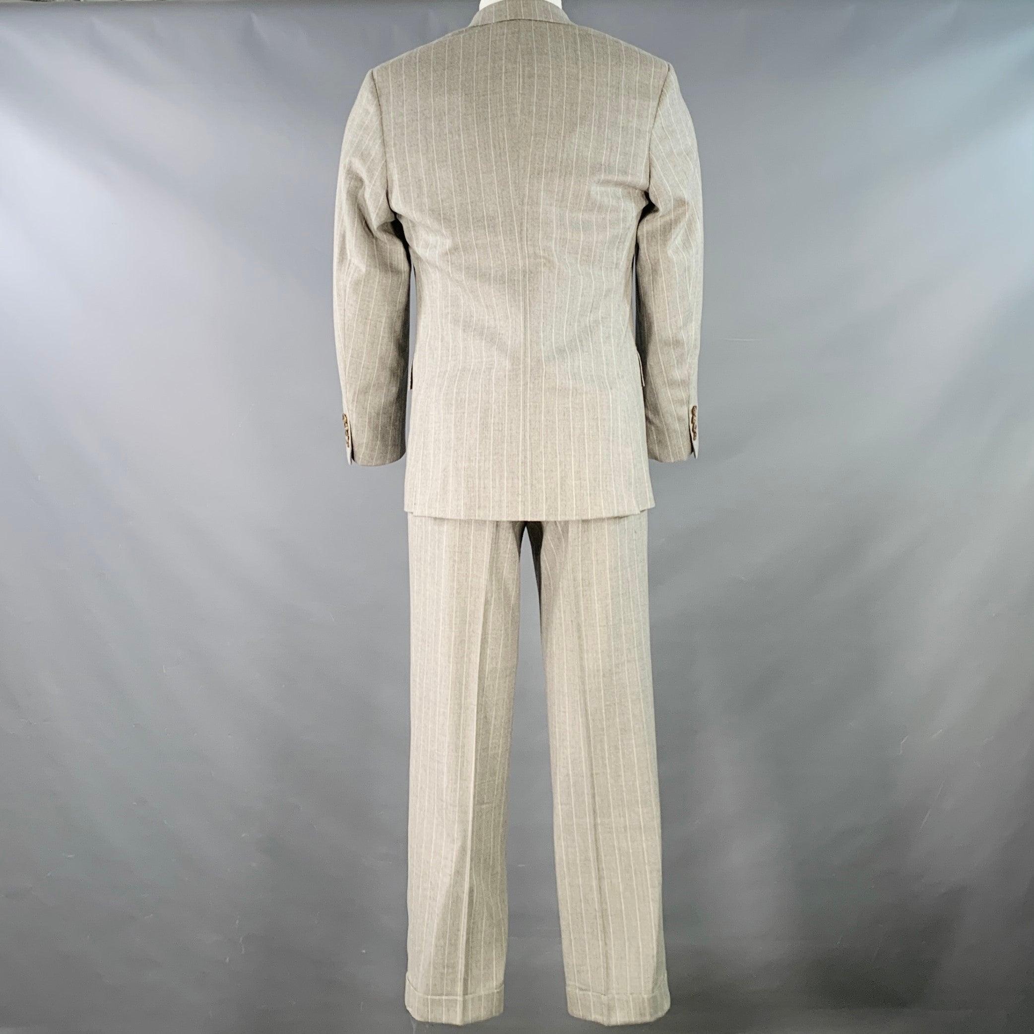 Beige RALPH LAUREN Taille 38 Regular Costume en laine gris clair à revers échancré en vente