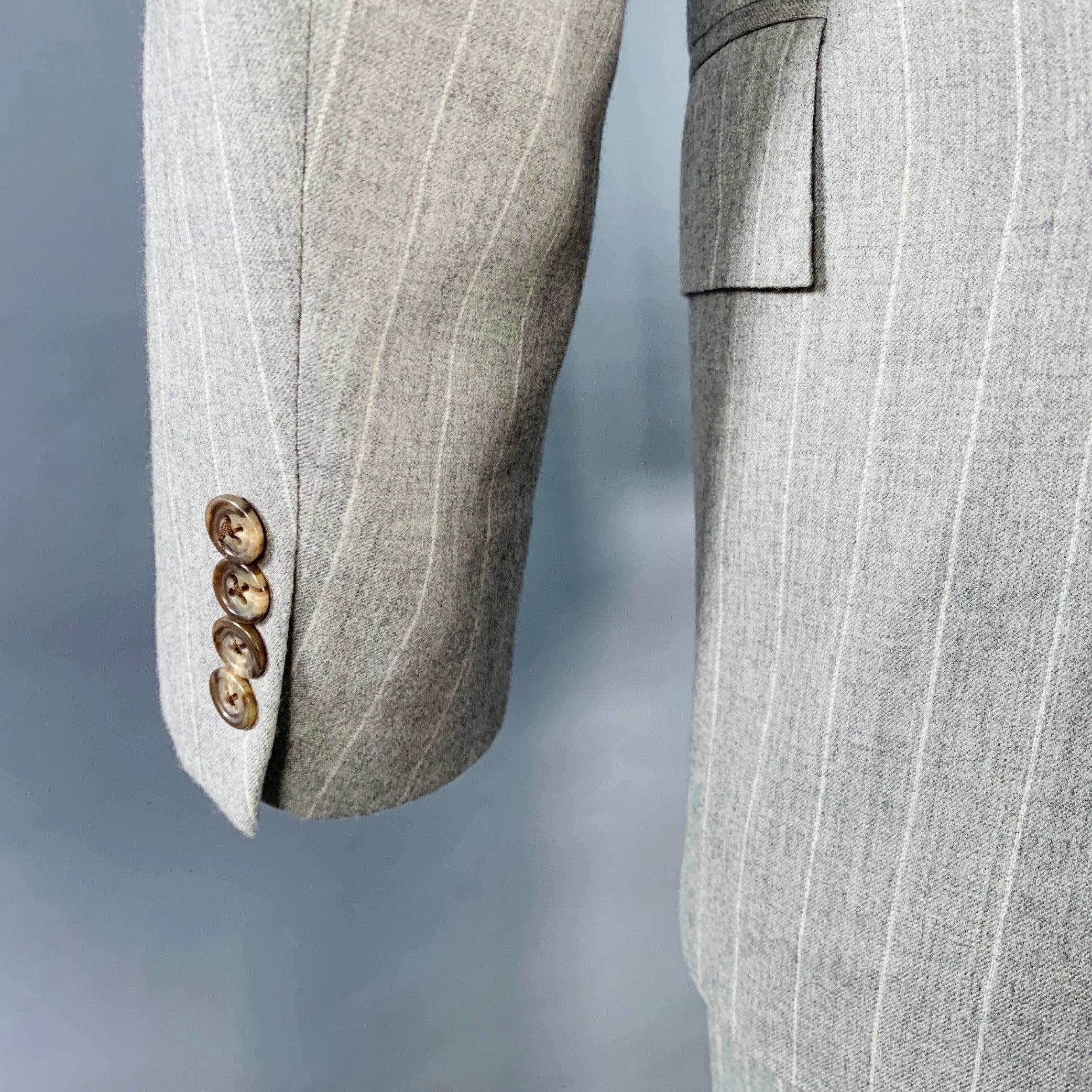 RALPH LAUREN Taille 38 Regular Costume en laine gris clair à revers échancré en vente 1
