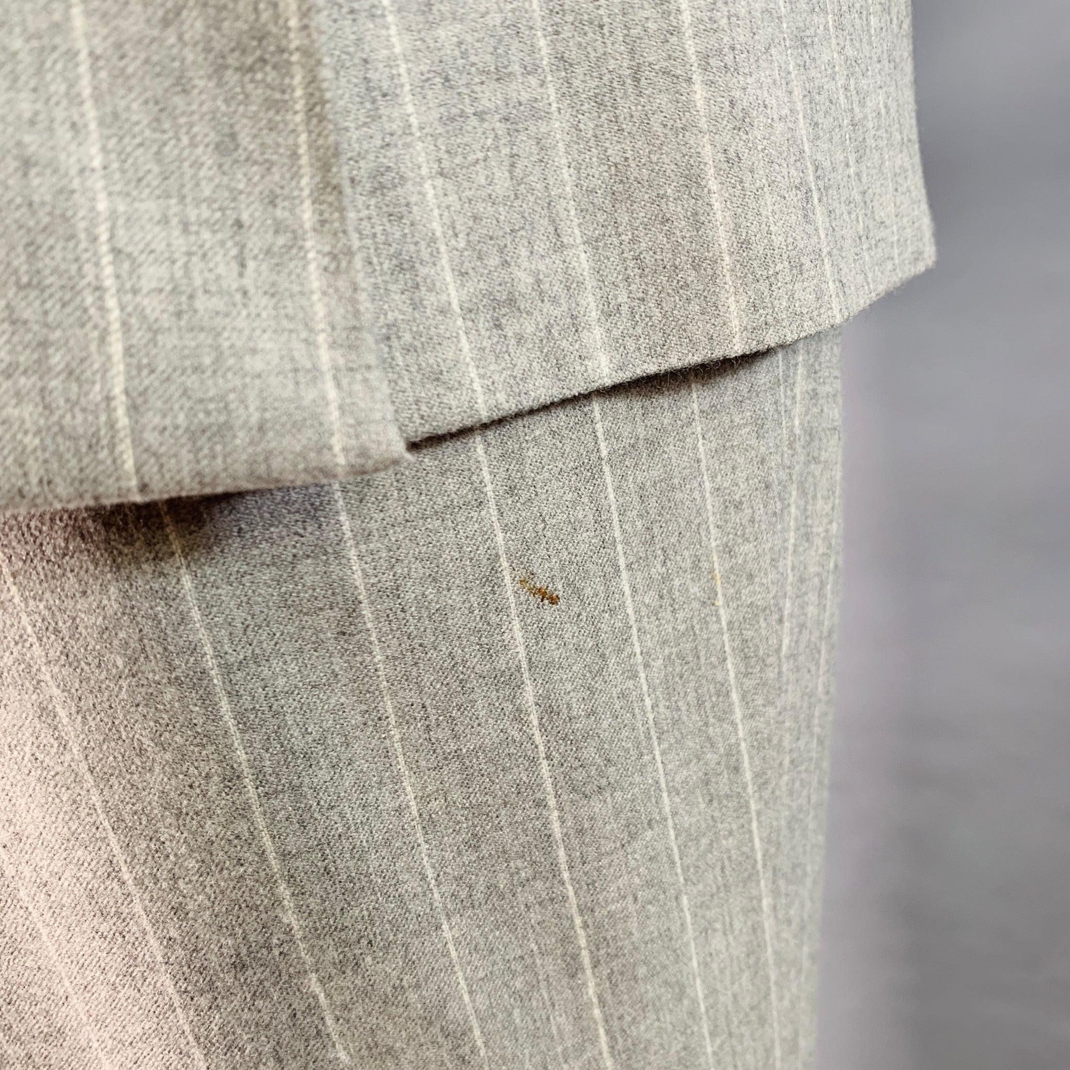 RALPH LAUREN Taille 38 Regular Costume en laine gris clair à revers échancré en vente 2
