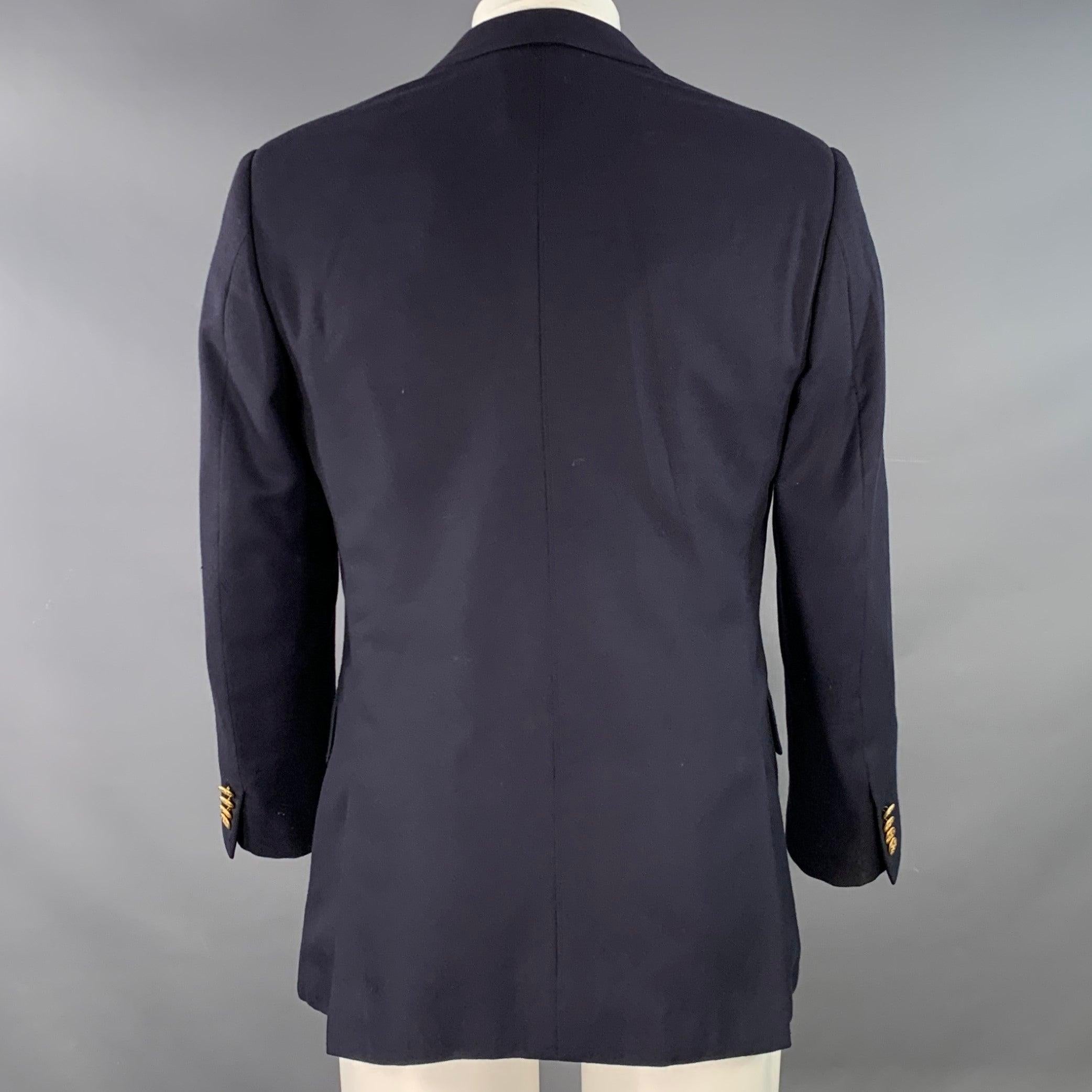 RALPH LAUREN Size 38 Regular Navy Cashmere Double Breasted Sport Coat For Sale 1