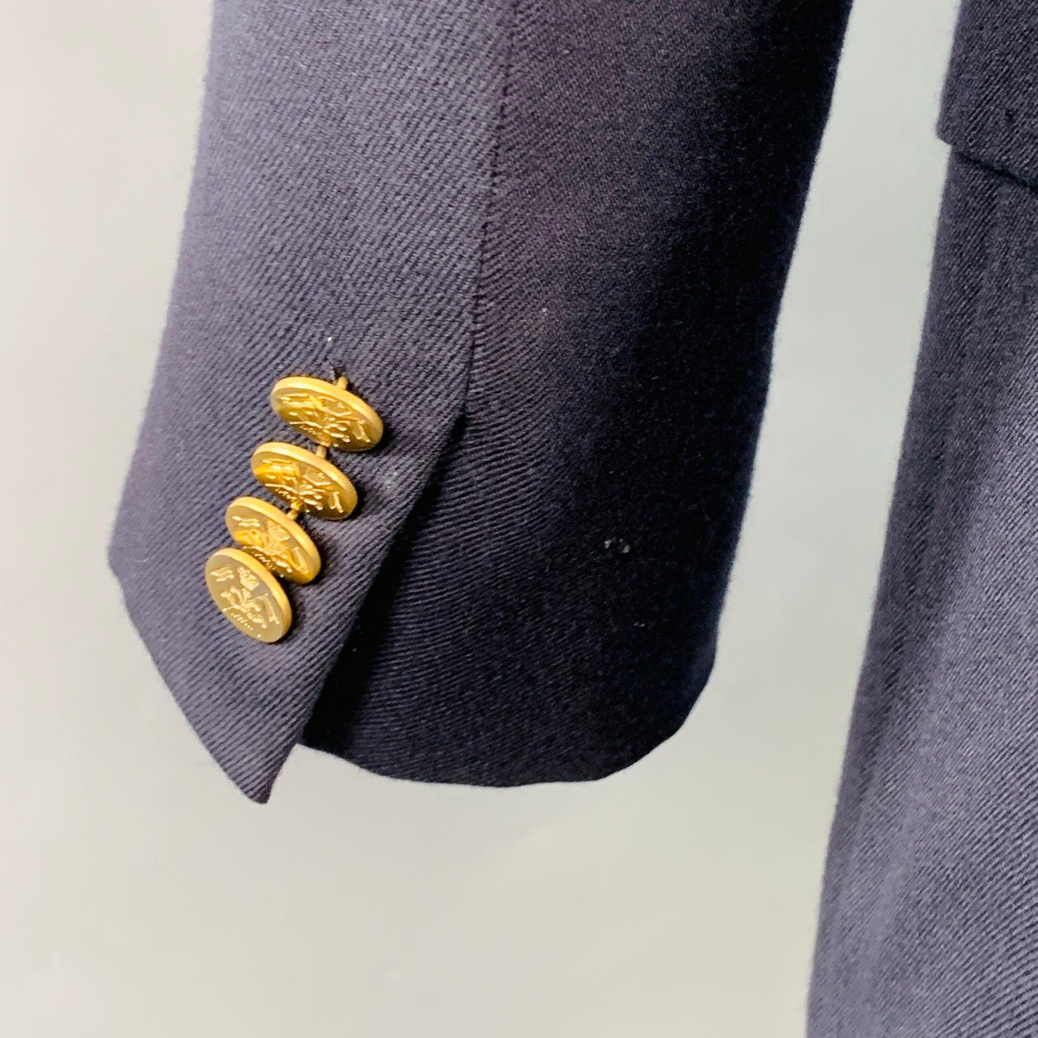 RALPH LAUREN Size 38 Regular Navy Cashmere Double Breasted Sport Coat For Sale 2