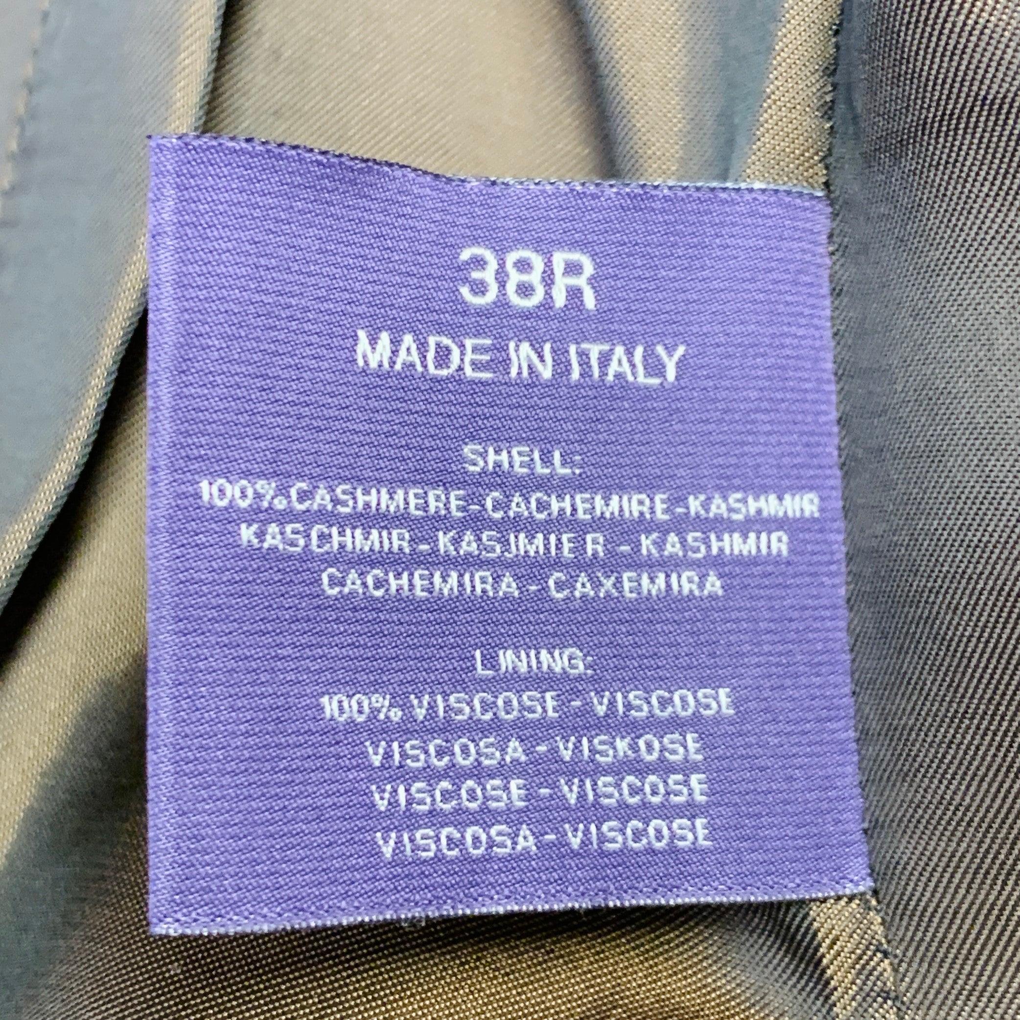 RALPH LAUREN Size 38 Regular Tan Brown Houndstooth Cashmere Peak Lapel Double Breasted Sport Coat For Sale 4