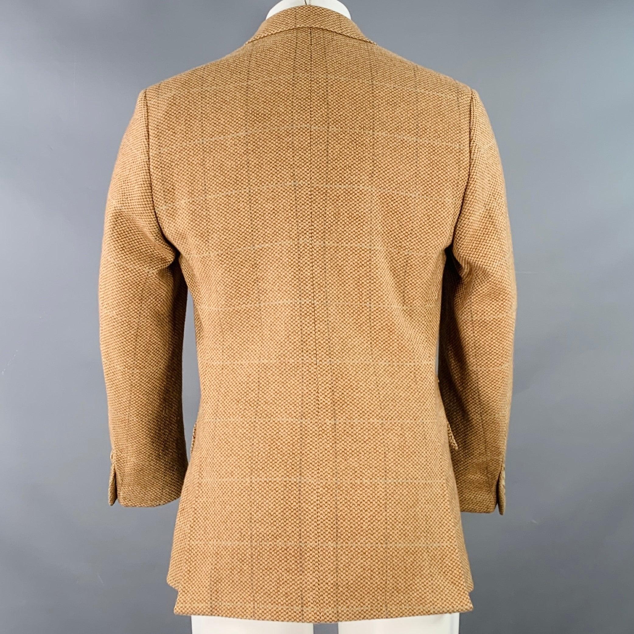 RALPH LAUREN Taille 38 Regular Tan Brown Plaid Wool Angora Notch Lapel Sport Coat Excellent état - En vente à San Francisco, CA