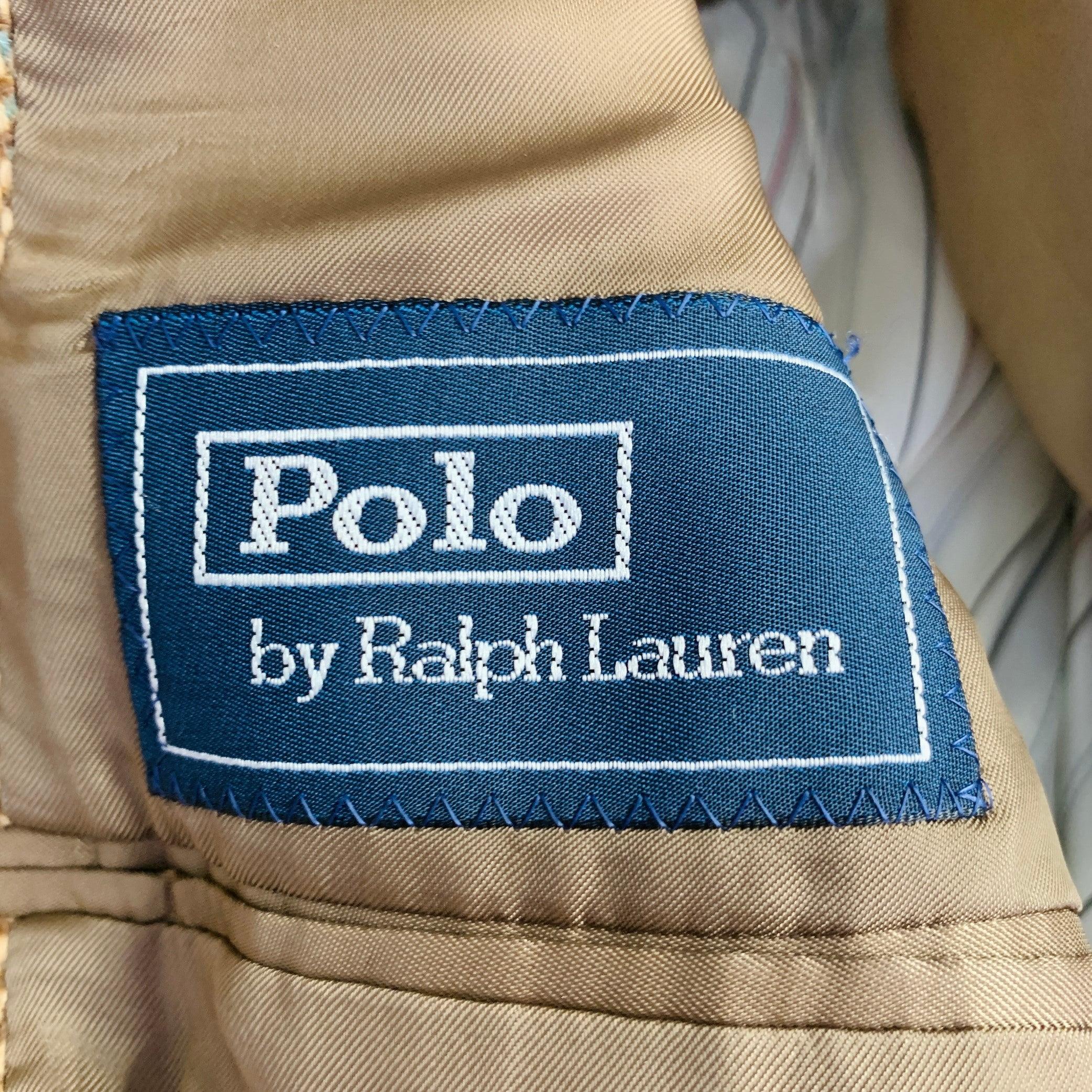 RALPH LAUREN Taille 38 Regular Tan Brown Plaid Wool Angora Notch Lapel Sport Coat en vente 1