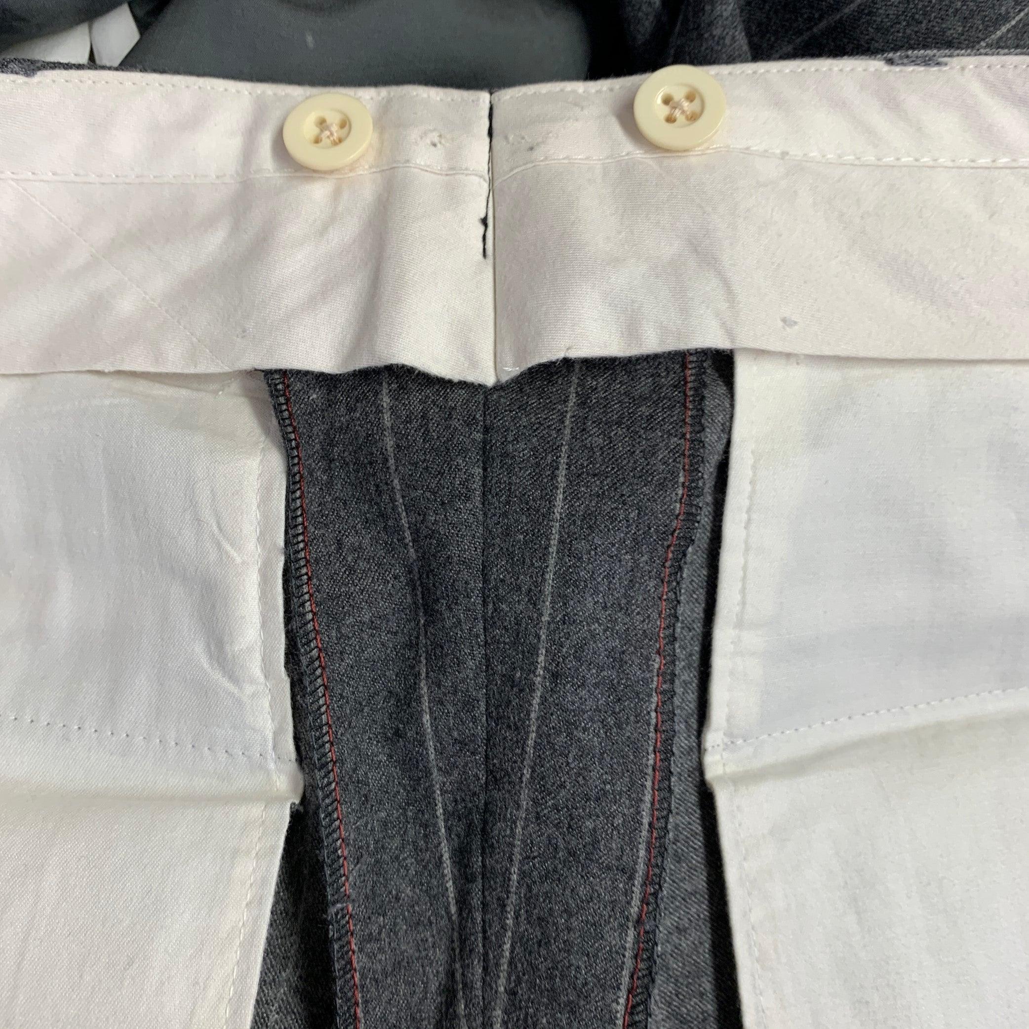 RALPH LAUREN Taille 39 Costume plissé à revers échancré en laine à rayures grises en vente 6