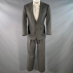 RALPH LAUREN Size 39 Grey Chalkstripe Wool Notch Lapel Pleated Suit