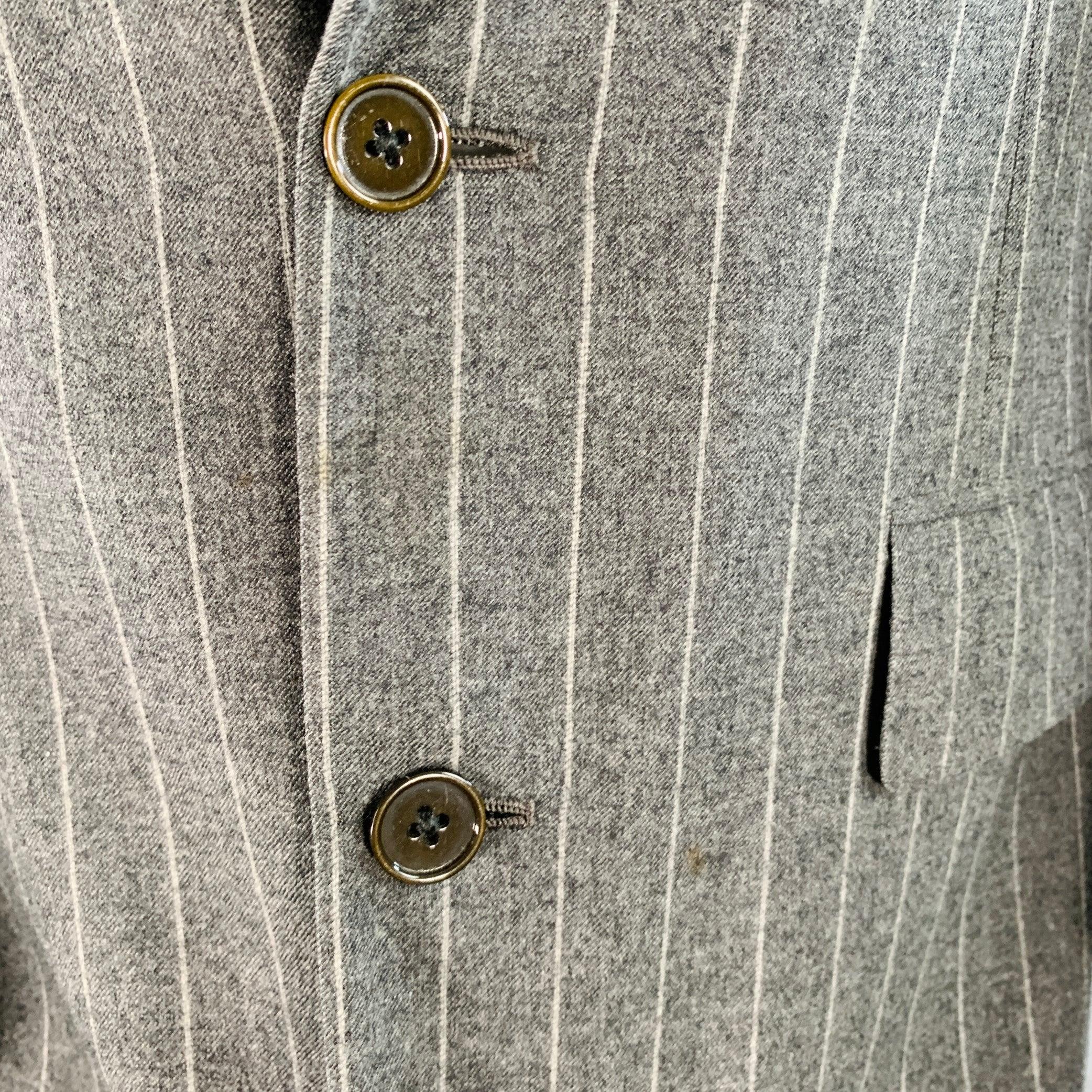 RALPH LAUREN Taille 39 Costume plissé à revers échancré en laine à rayures grises en vente 2