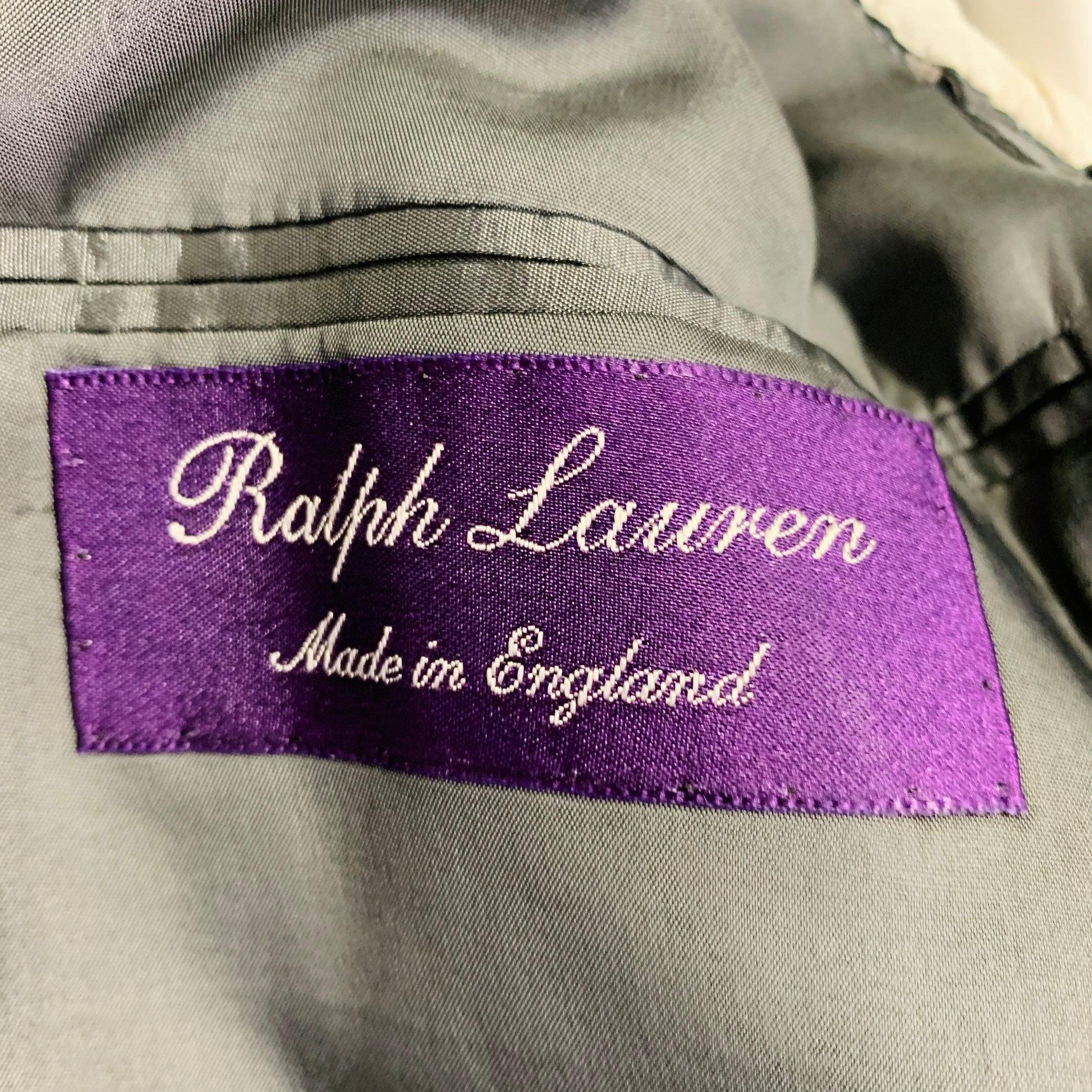 RALPH LAUREN Taille 39 Costume plissé à revers échancré en laine à rayures grises en vente 3