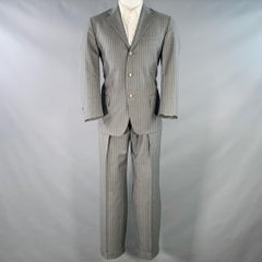 RALPH LAUREN Size 39 Regular Grey Stripe Wool Notch Lapel Suit