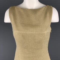 RALPH LAUREN Size 4 Beige & Gold Metallic Linen Blend Shift Dress