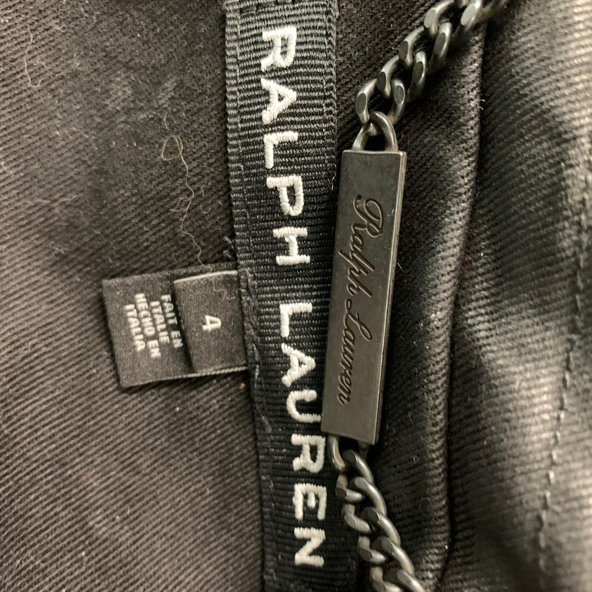 RALPH LAUREN Size 4 Black Cotton & Elastane Zip & Snaps Jacket In Excellent Condition In San Francisco, CA