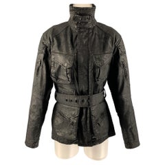 RALPH LAUREN Größe 4 Schwarze Jacke aus Baumwolle & Elastane mit Reißverschluss und Schnappverschluss