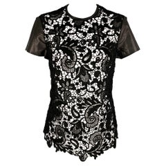 RALPH LAUREN Blusa negra de algodón See One de manga corta, talla 4