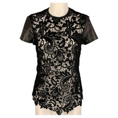 RALPH LAUREN Blusa negra de algodón See One de manga corta, talla 4