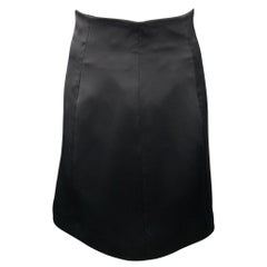 RALPH LAUREN Size 4 Black Silk Wool A-Line Skirt