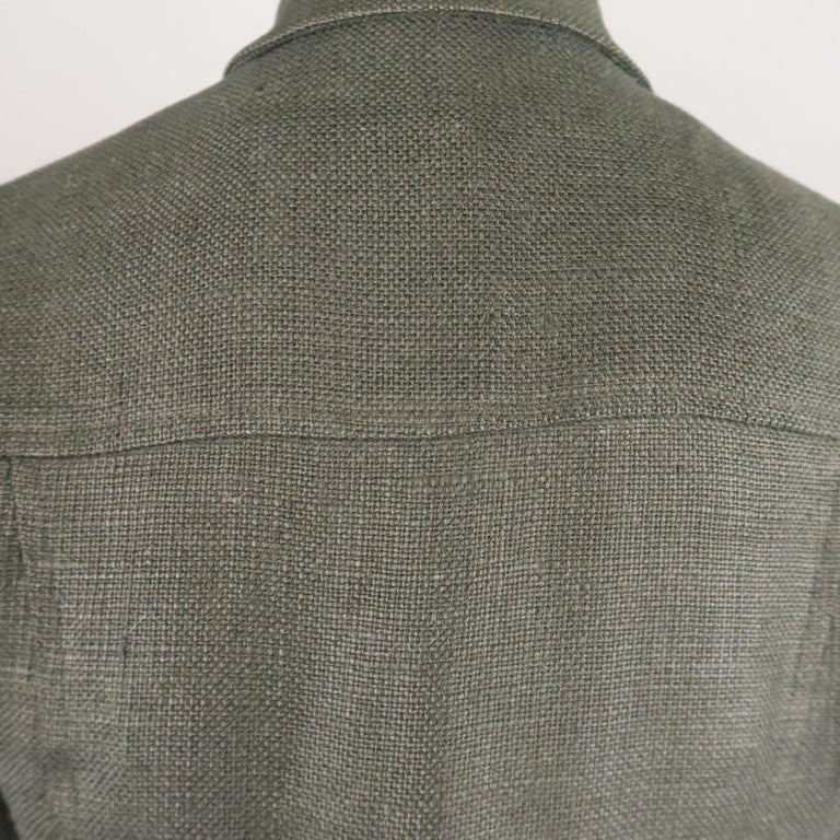 RALPH LAUREN Size 4 Black Woven Linen Cropped Trucker Jacket For Sale ...