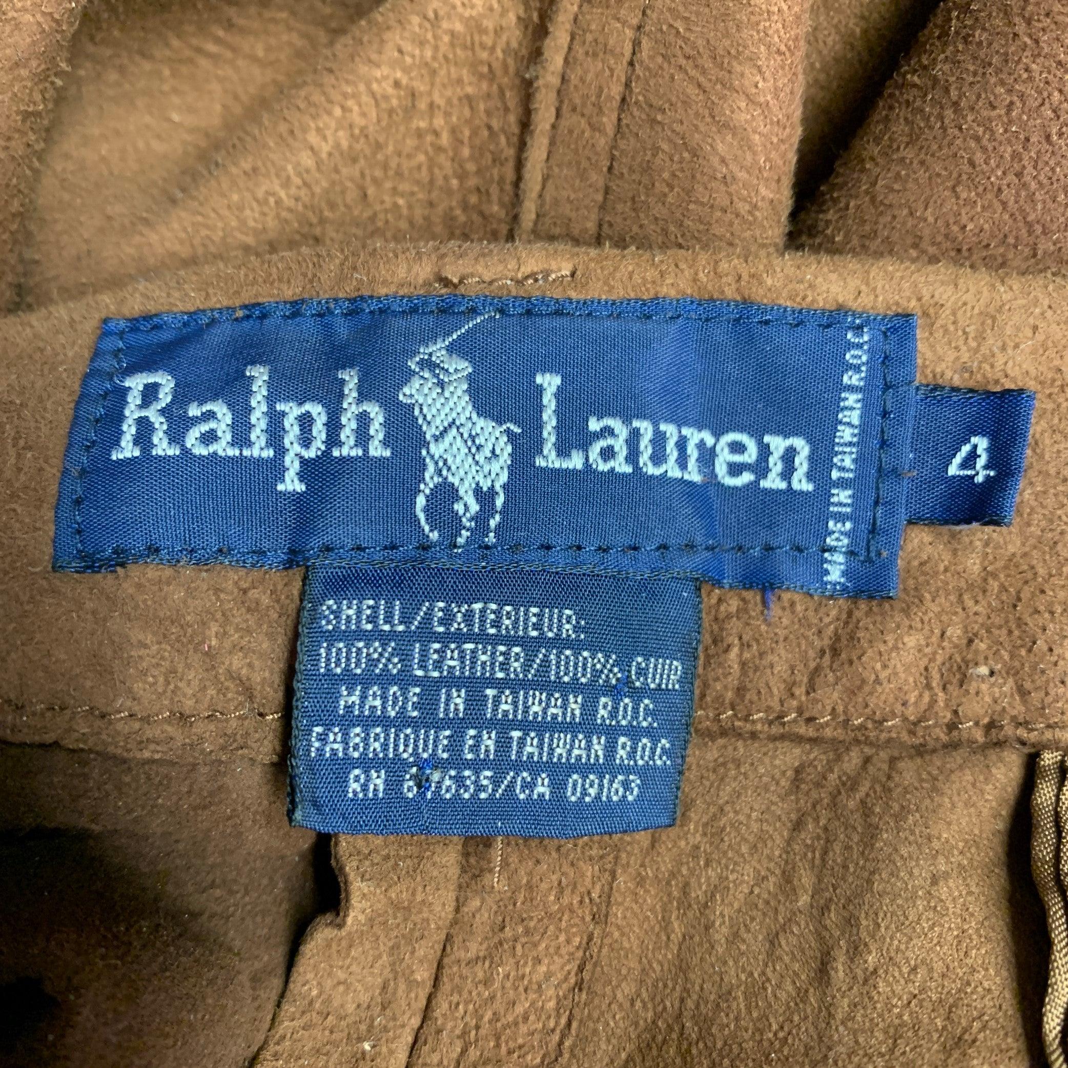 Women's RALPH LAUREN Size 4 Brown Suede Pleated Casual Pants