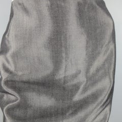 RALPH LAUREN Size 4 Metallic Grey Wool Blend Denim Pencil Skirt