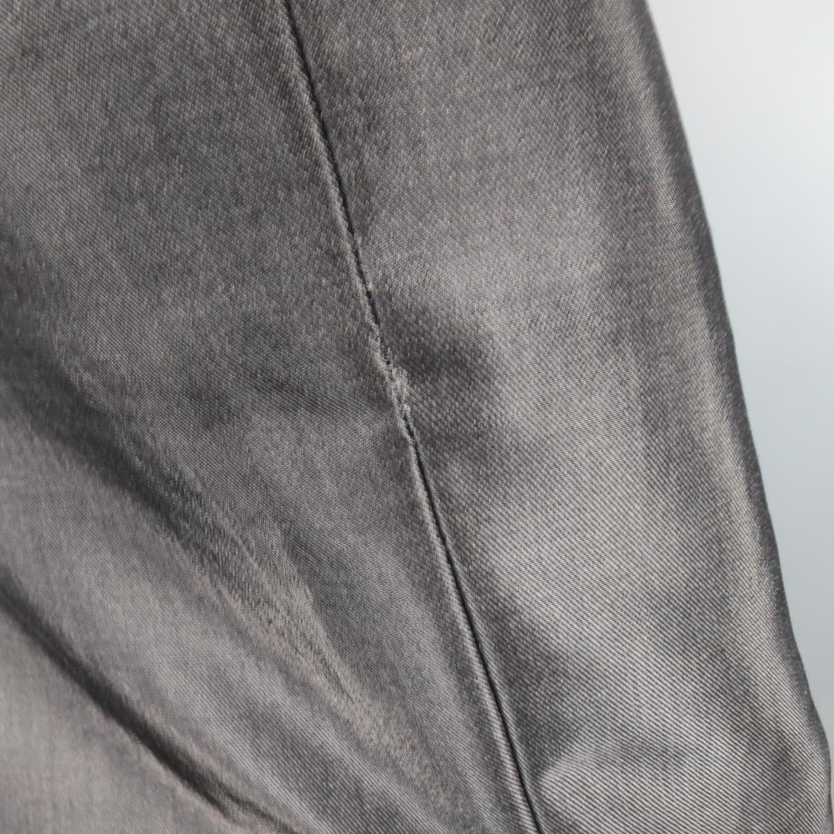 Women's RALPH LAUREN Size 4 Metallic Grey Wool Blend Denim Pencil Skirt For Sale