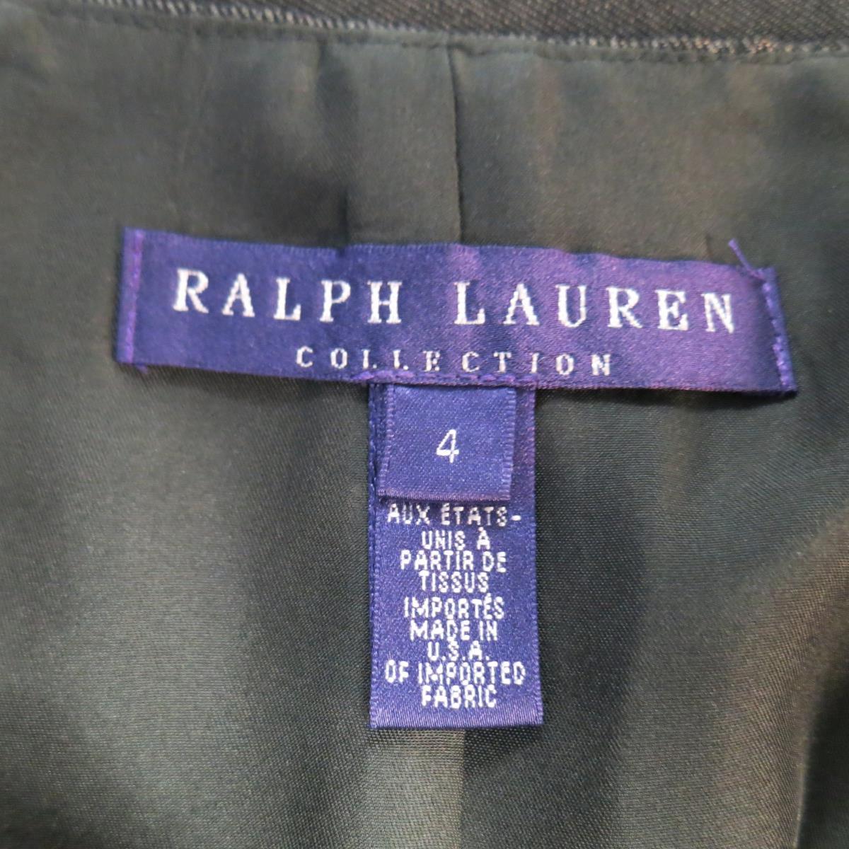 RALPH LAUREN Size 4 Metallic Grey Wool Blend Denim Pencil Skirt For Sale 3