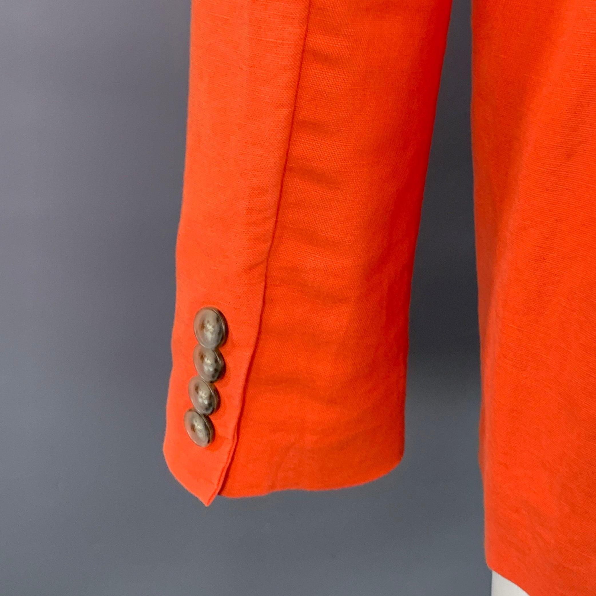RALPH LAUREN Size 4 Orange Linen Cotton Notch Lapel Jacket Blazer en Bueno estado para la venta en San Francisco, CA
