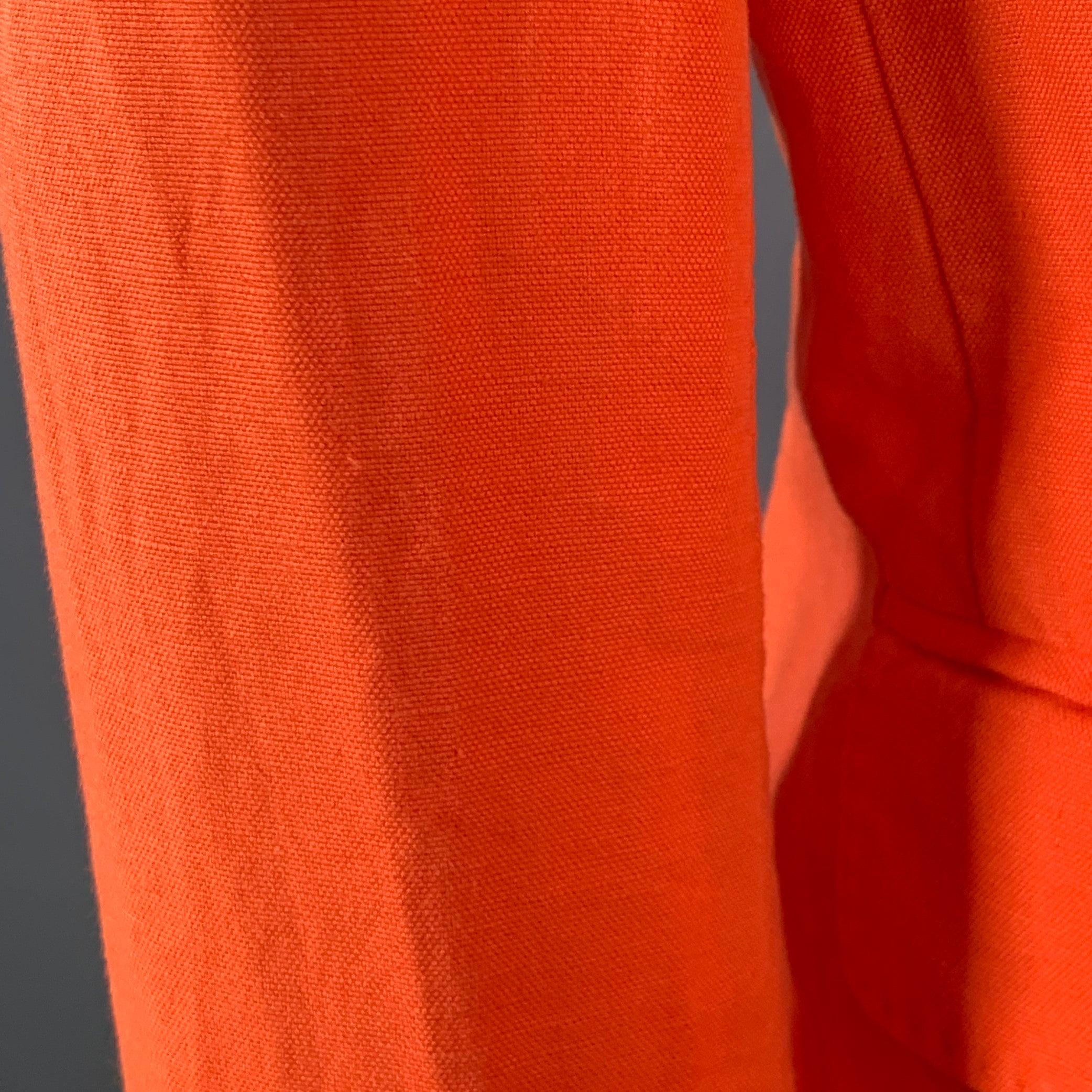 RALPH LAUREN Size 4 Orange Linen Cotton Notch Lapel Jacket Blazer en venta 1
