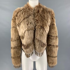 RALPH LAUREN Size 4 Tan Lamb Shearling Cropped Jacket