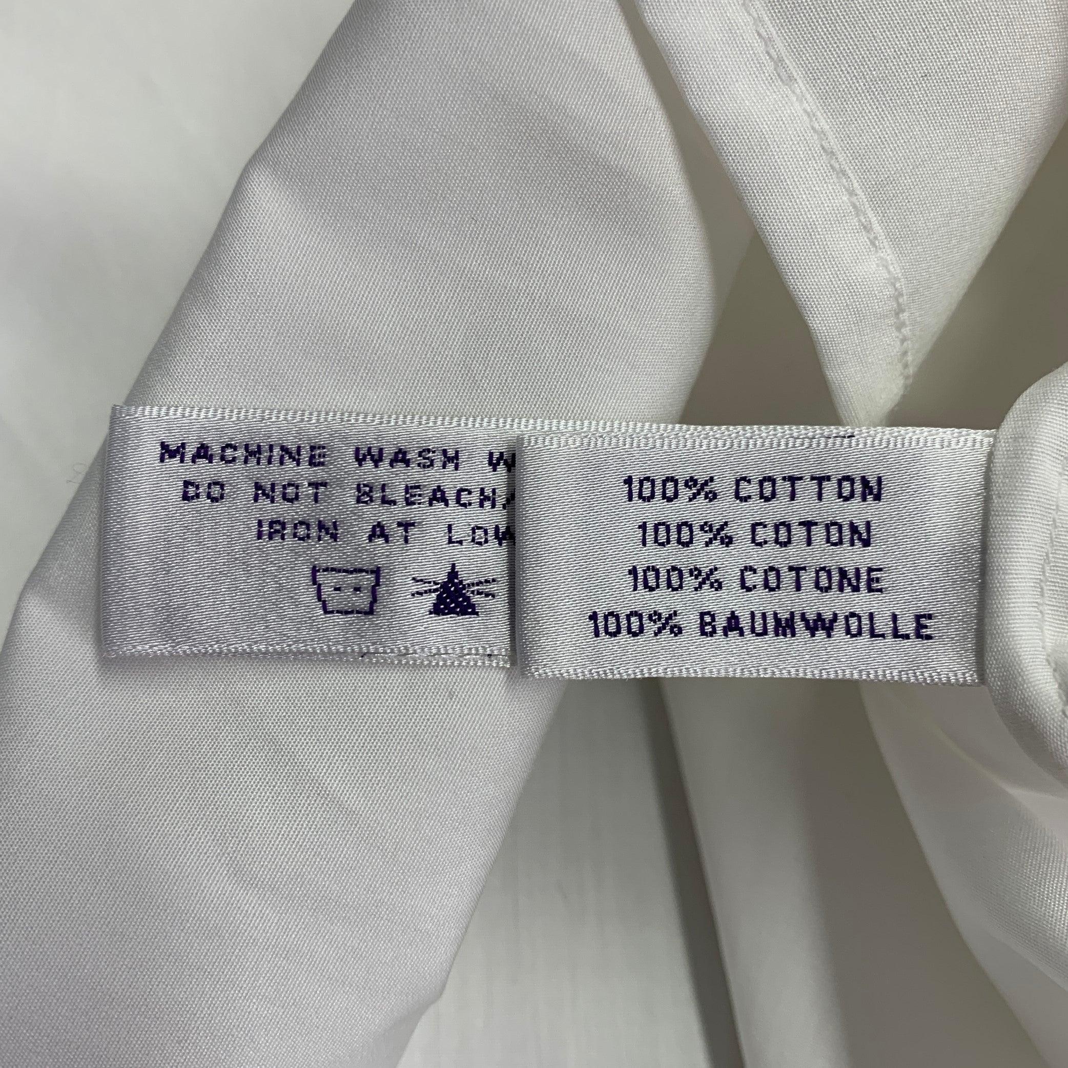 RALPH LAUREN Size 4 White Cotton Pleated Collarless Dress Top For Sale 5