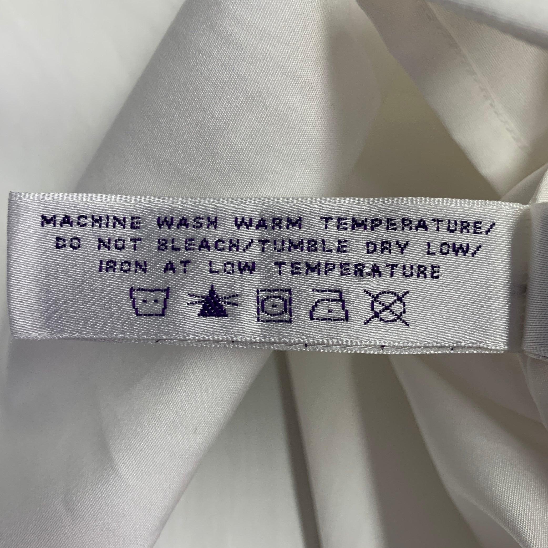RALPH LAUREN Size 4 White Cotton Pleated Collarless Dress Top For Sale 6