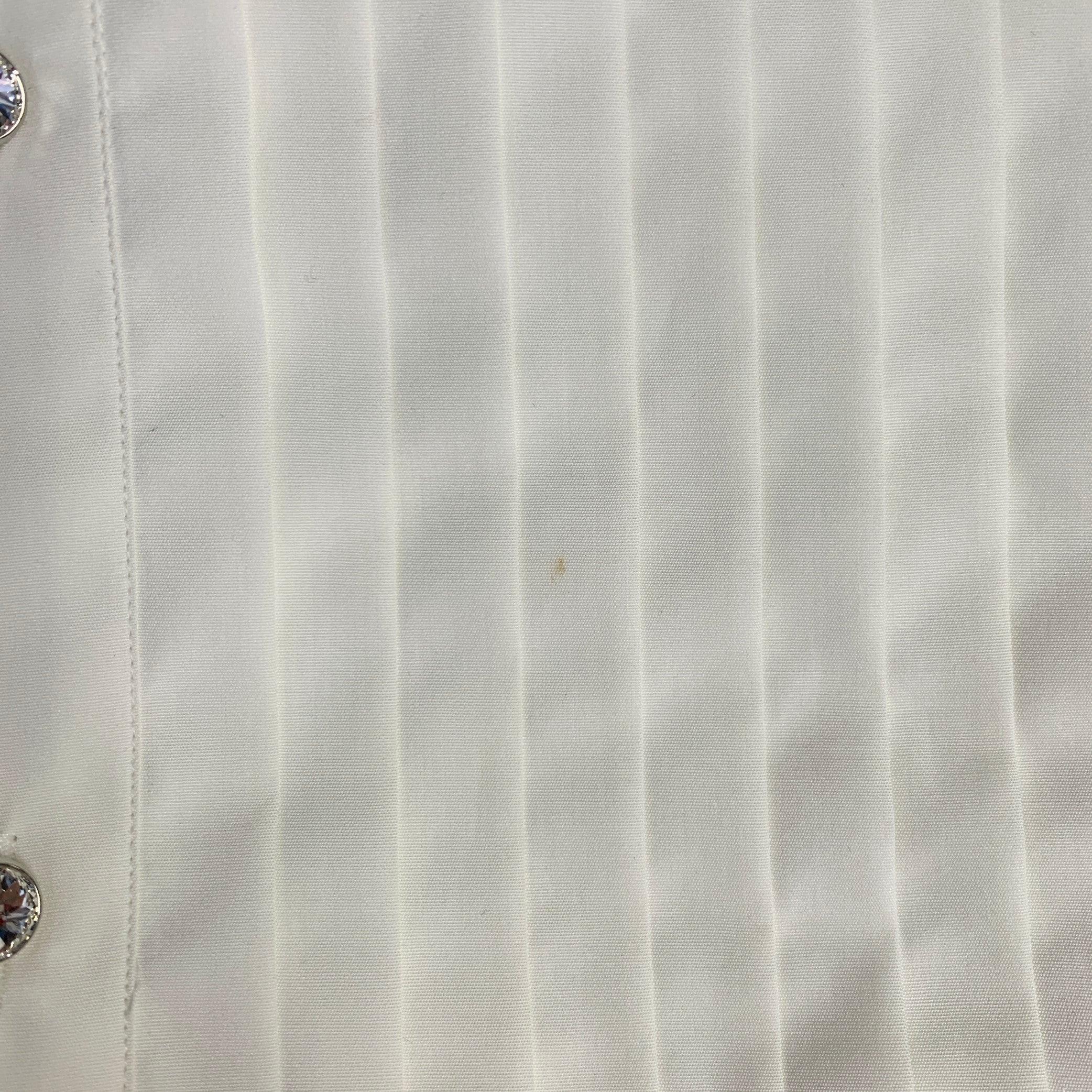 Women's RALPH LAUREN Size 4 White Cotton Pleated Collarless Dress Top For Sale