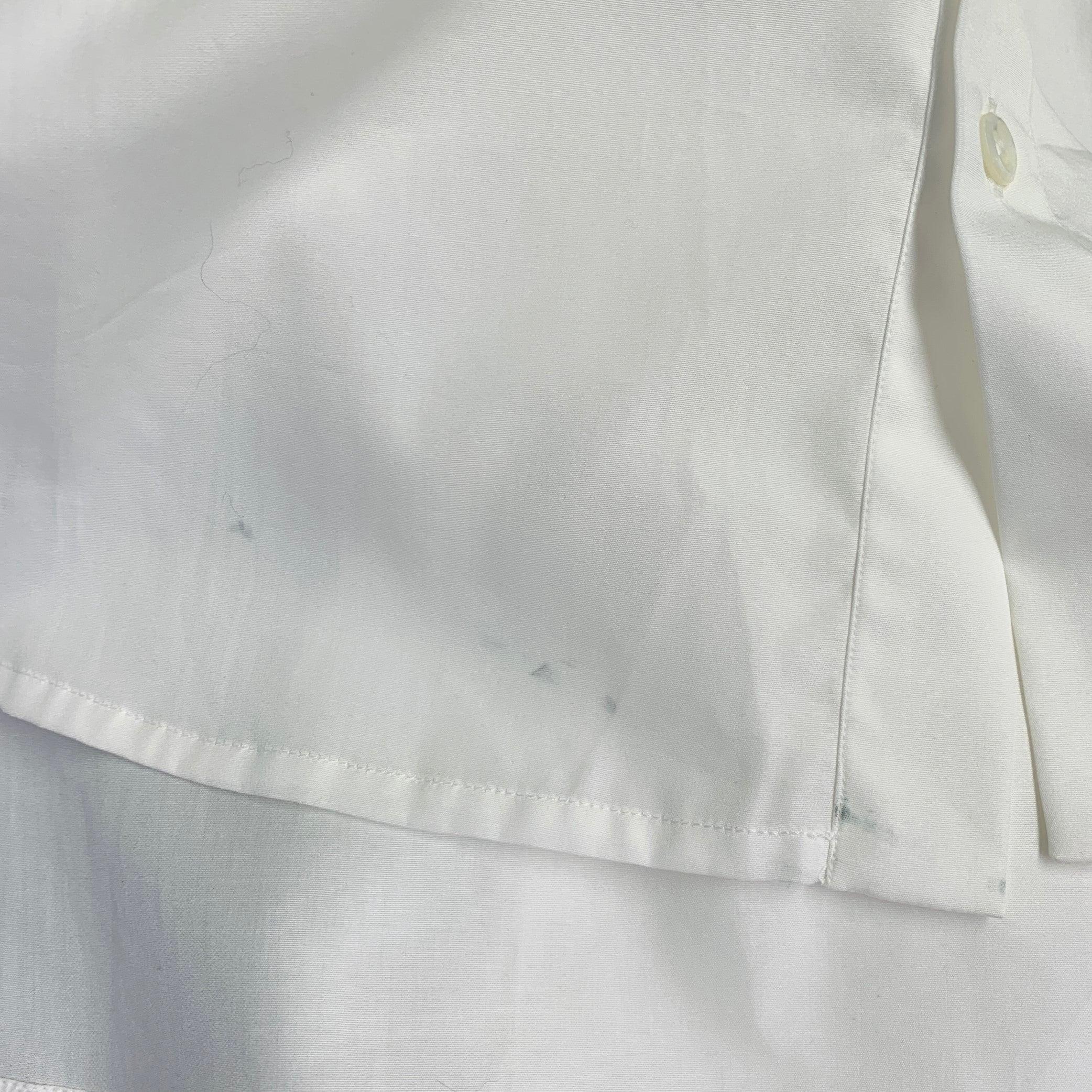RALPH LAUREN Size 4 White Cotton Pleated Collarless Dress Top For Sale 1