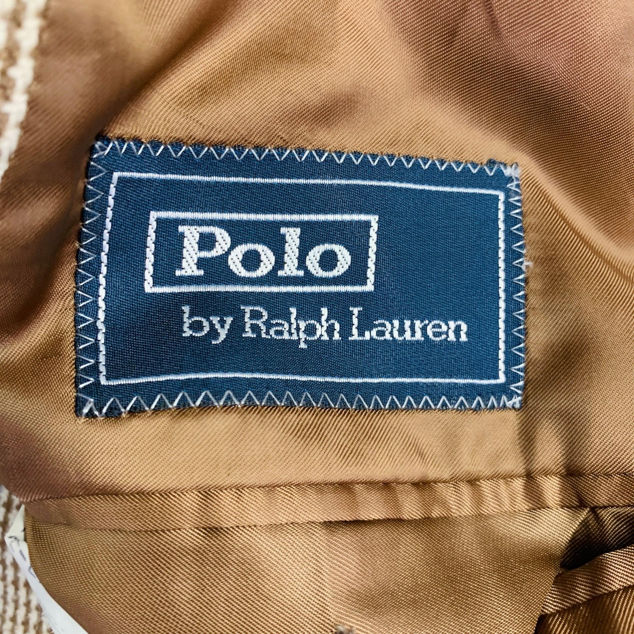 RALPH LAUREN Size 40 Brown Beige Plaid Cotton Notch Lapel Sport Coat For Sale 6