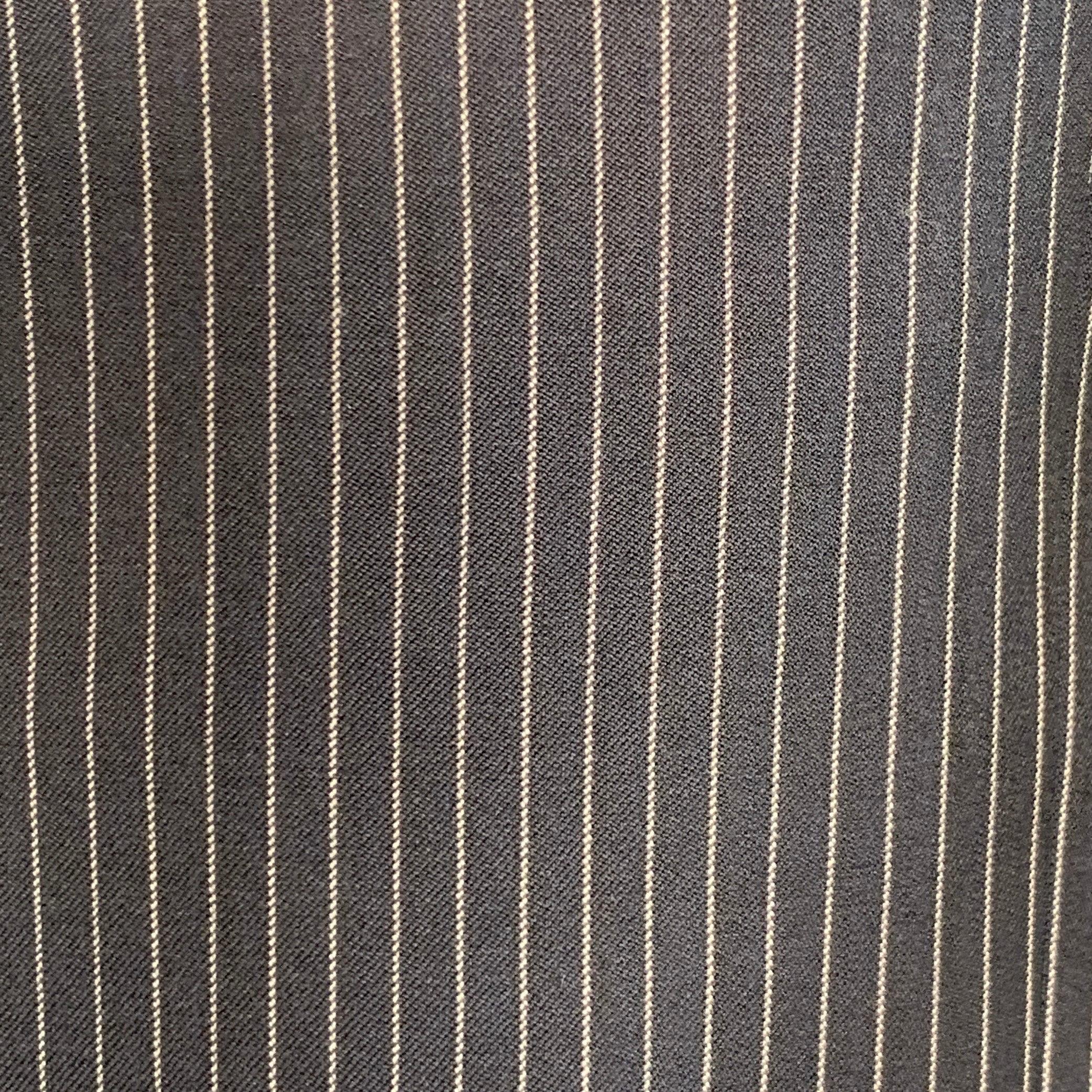 Nero Ralph Lauren taglia 40 Abito in lana vergine a righe grigio-marino con risvolto a tacca in vendita