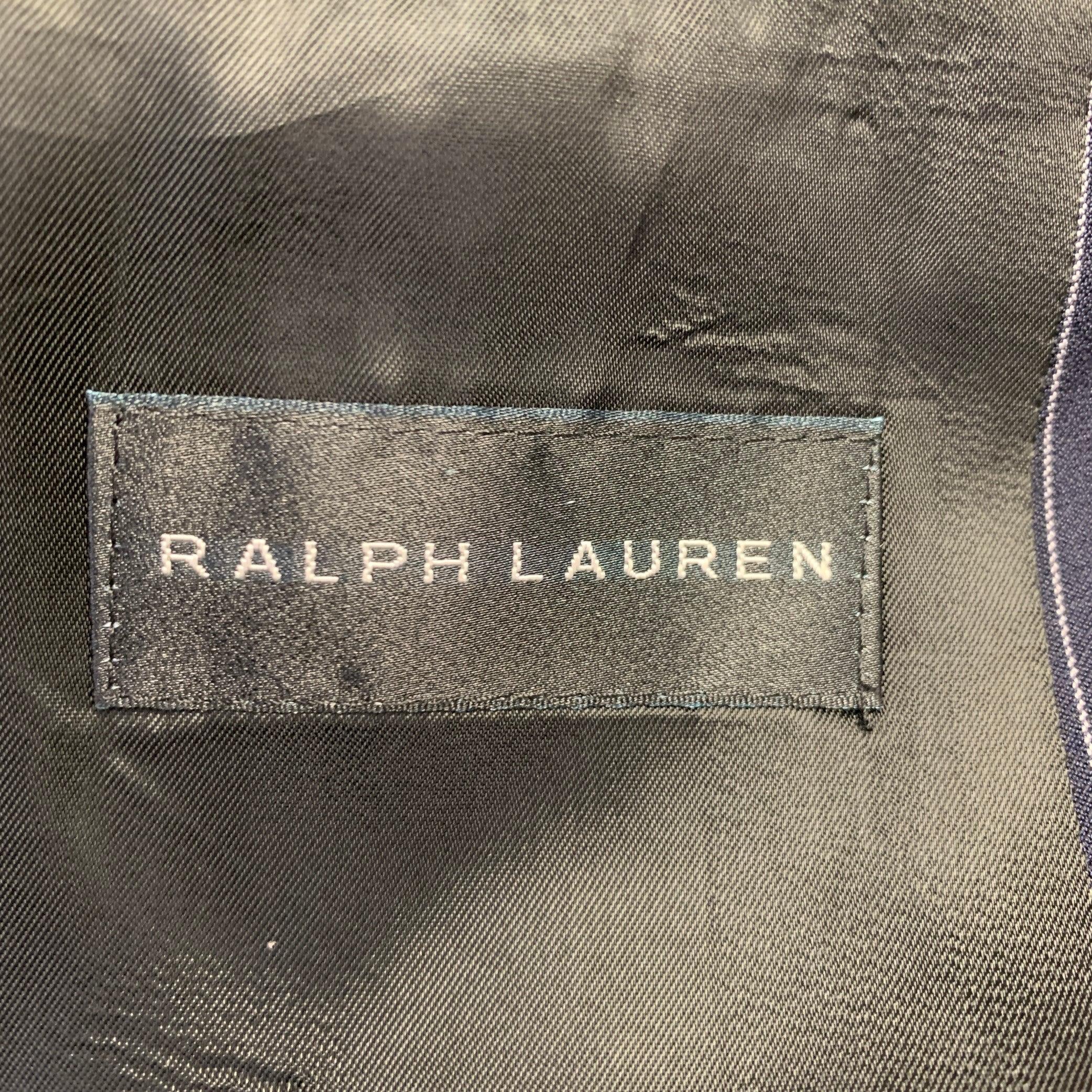 Ralph Lauren taglia 40 Abito in lana vergine a righe grigio-marino con risvolto a tacca in vendita 3
