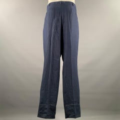 RALPH LAUREN Size 40 Navy Linen Wide Leg Casual Pants