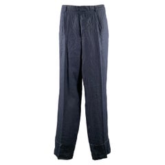 RALPH LAUREN Size 40 Navy Linen Wide Leg Casual Pants