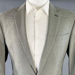 RALPH LAUREN Size 40 Regular Black Grey Houndstooth Wool Notch Lapel Suit