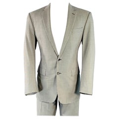 RALPH LAUREN Size 40 Regular Black Grey Houndstooth Wool Notch Lapel Suit