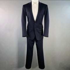 RALPH LAUREN Size 40 Regular Navy Twill Wool Notch Lapel Suit