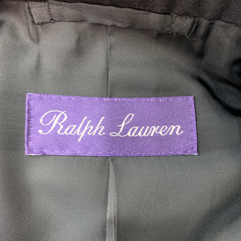 RALPH LAUREN Size 42 Black Wool Satin Peak Lapel Tuxedo Sport Coat at ...