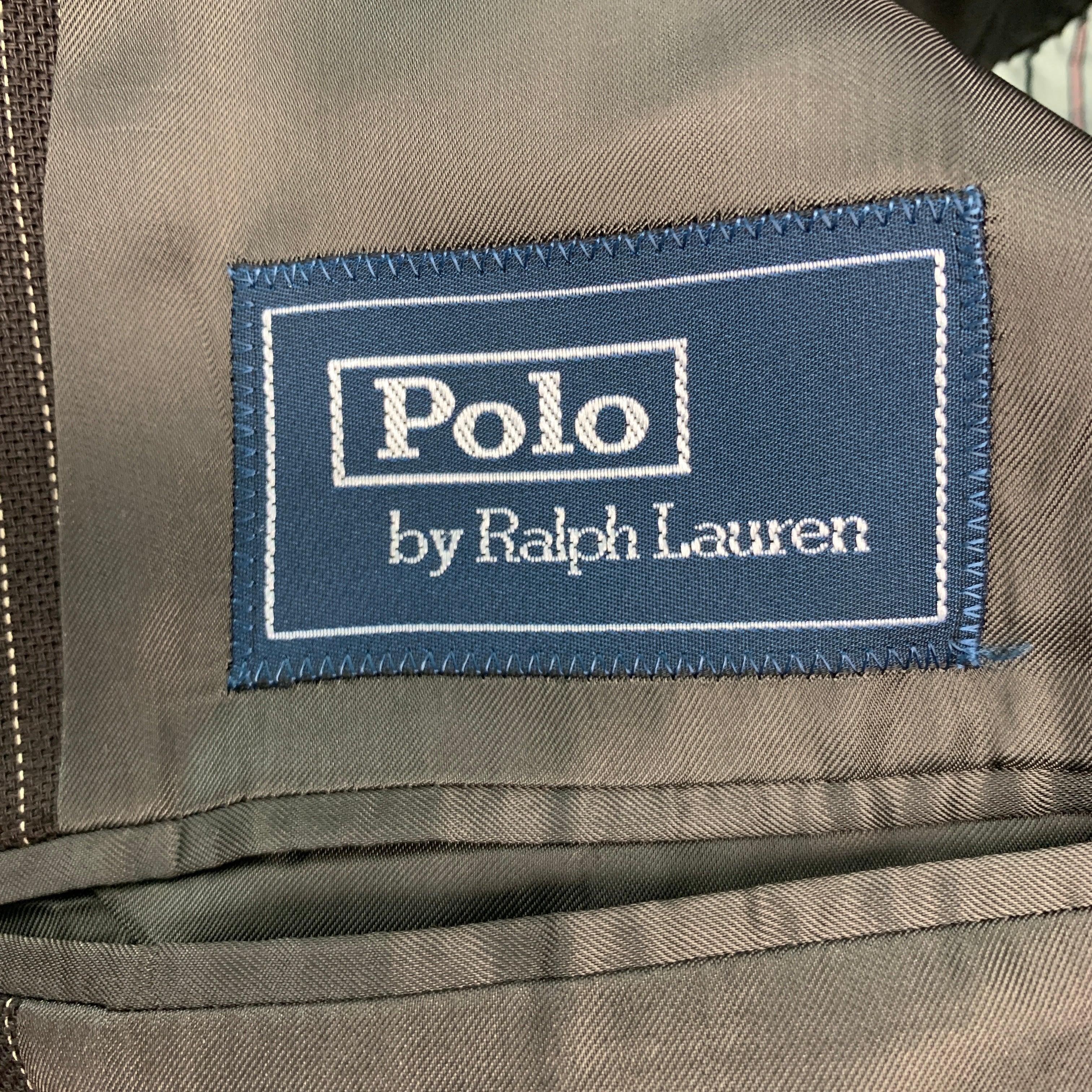 RALPH LAUREN Size 42 Long Brown Stripe Wool Notch Lapel Suit 6