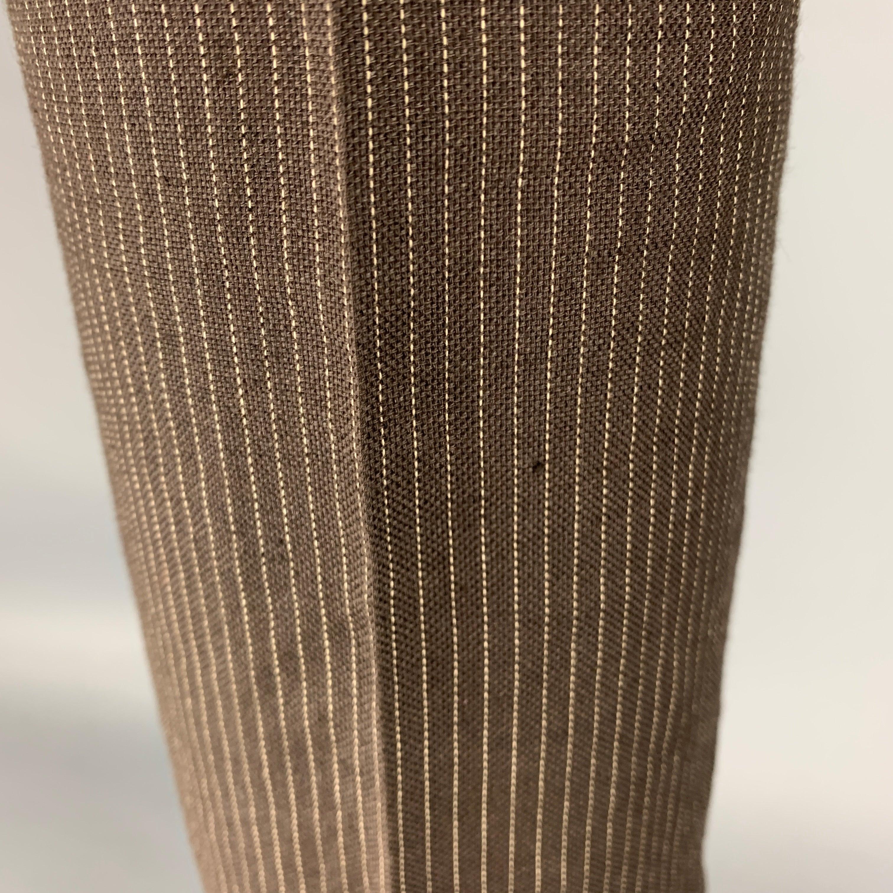 RALPH LAUREN Size 42 Long Brown Stripe Wool Notch Lapel Suit 4