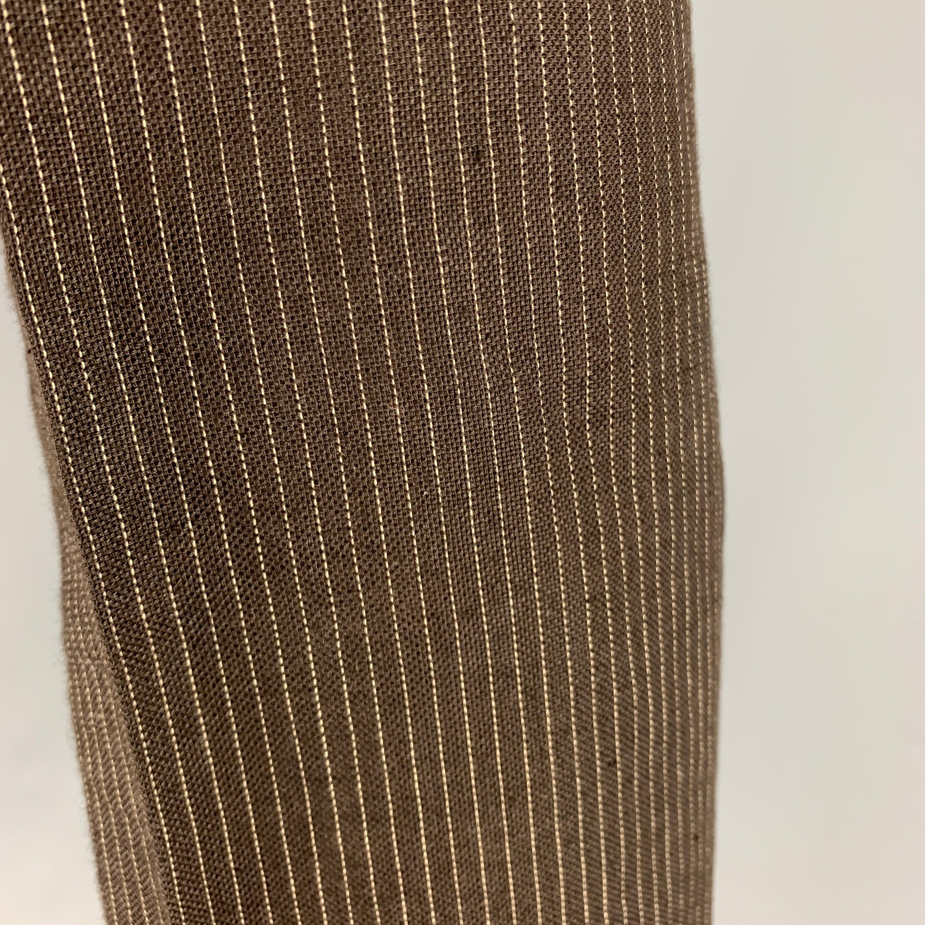 RALPH LAUREN Size 42 Long Brown Stripe Wool Notch Lapel Suit For Sale 5