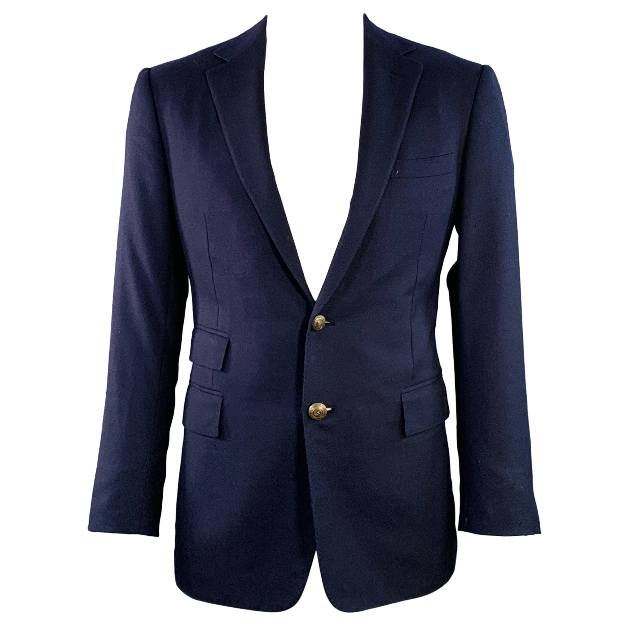 RALPH LAUREN Size 42 Navy Cashmere Twill Notch Lapel Sport Coat