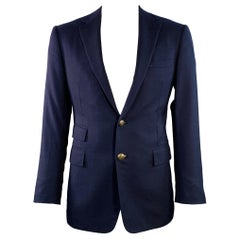 RALPH LAUREN Size 42 Navy Cashmere Twill Notch Lapel Sport Coat