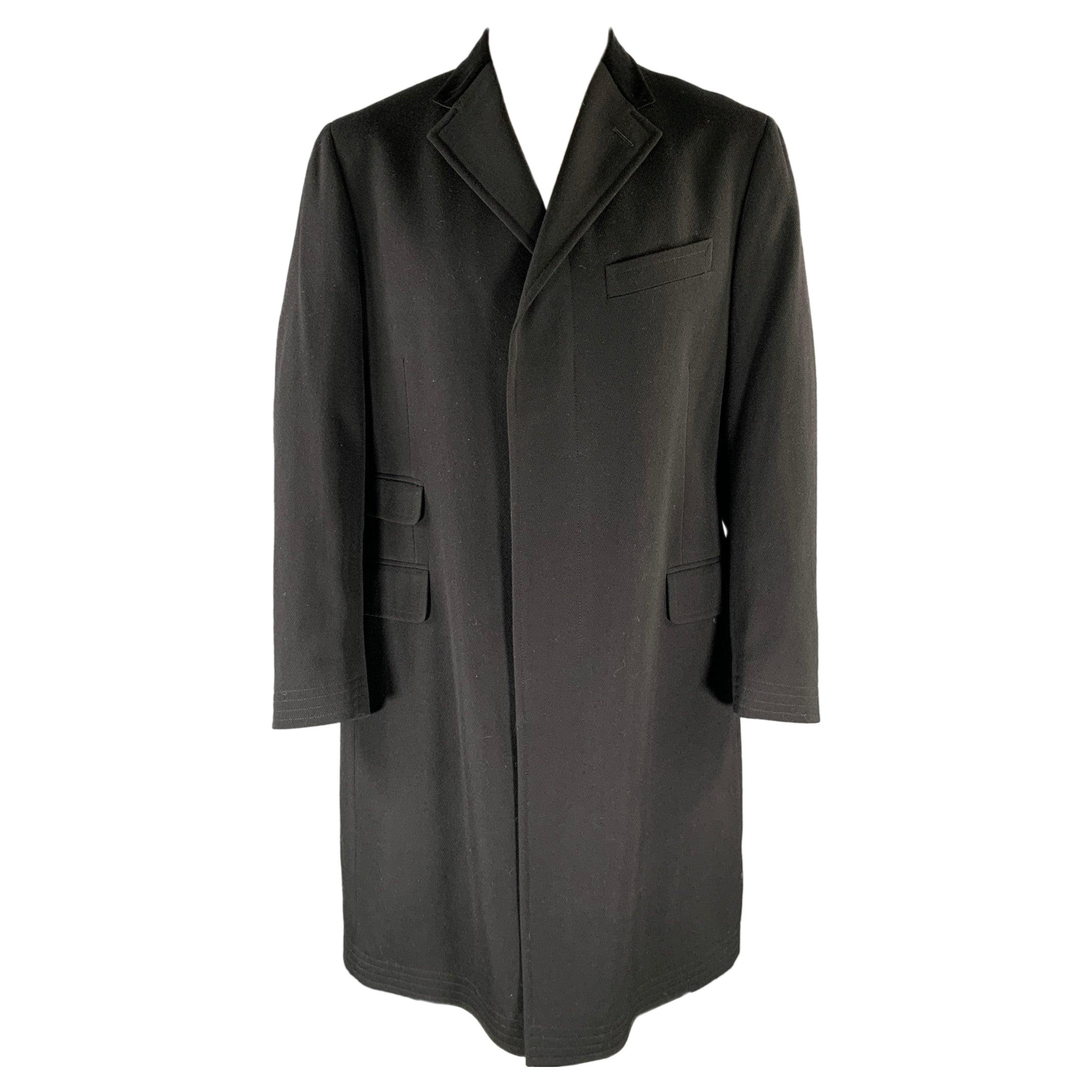RALPH LAUREN Size 44 Black Wool Notch Lapel Coat