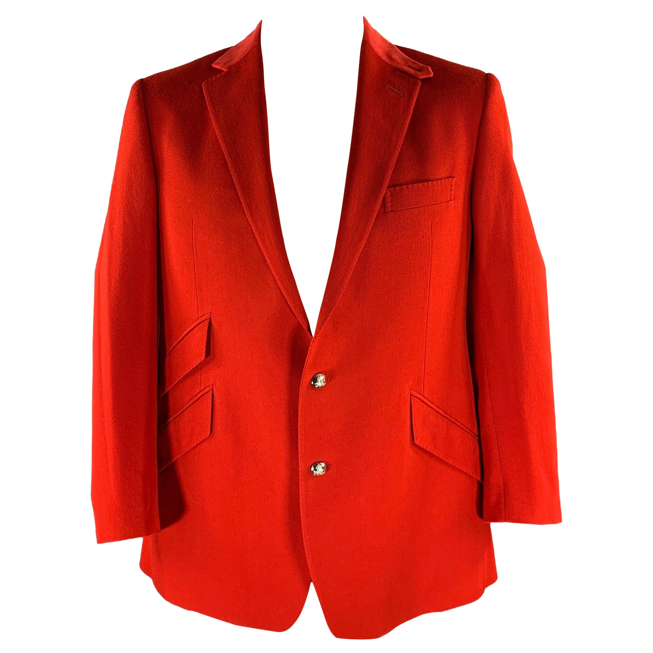 RALPH LAUREN Taille 44 Manteau de sport en laine rouge à revers échancré